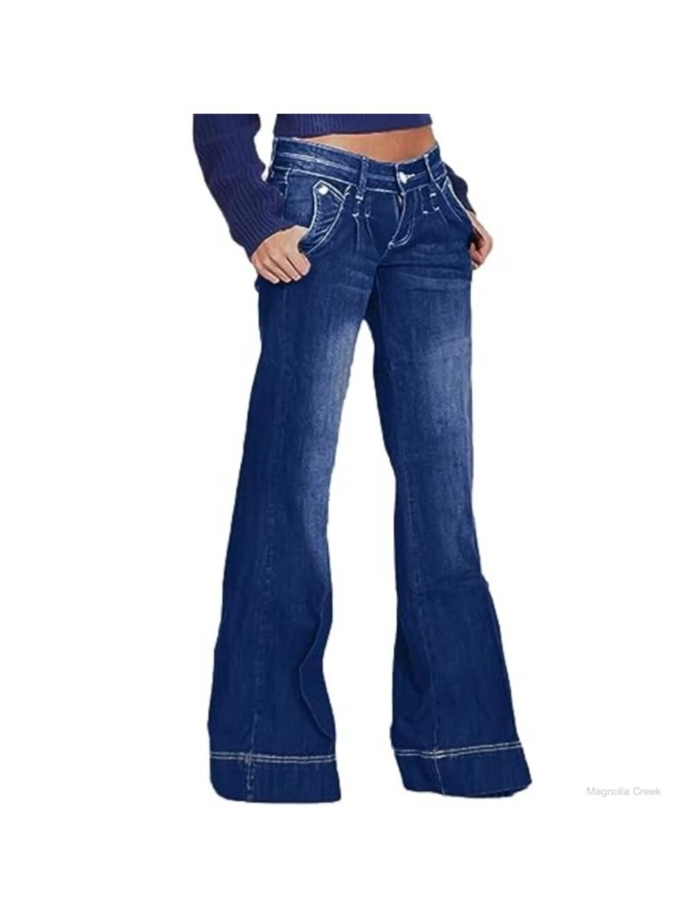 Low Rise Wide Leg Baggy Jeans High Stretch Flare Stretch Denim